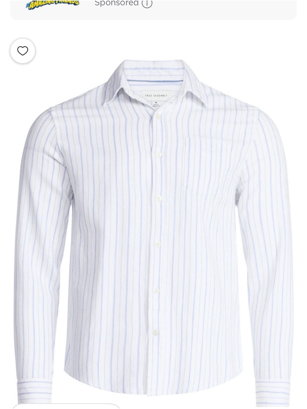 Free Assembly White Dress Shirt with Light Blue Pinstripes